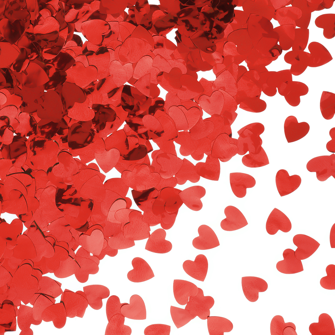Конфетти фольга Сердце, Красный, Металлик, 1,5 см, 50 г.