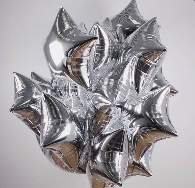 Шар (18''/46 см) Звезда, Серебро, 1 шт.