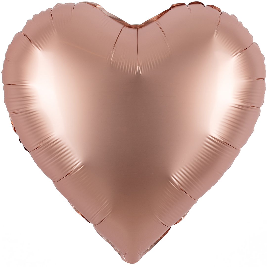 Шар (18''/46 см) Сердце, Розовое Золото, Сатин, 1 шт.