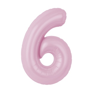 Шар (40''/102 см) Цифра, 6 Slim, Зефирный, 1 шт. в уп.