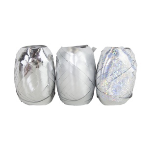 Лента полипропиленовая (0,5 см*10 м) Серебристый микс, Металл, Матовый металл, Голография, 3 шт.