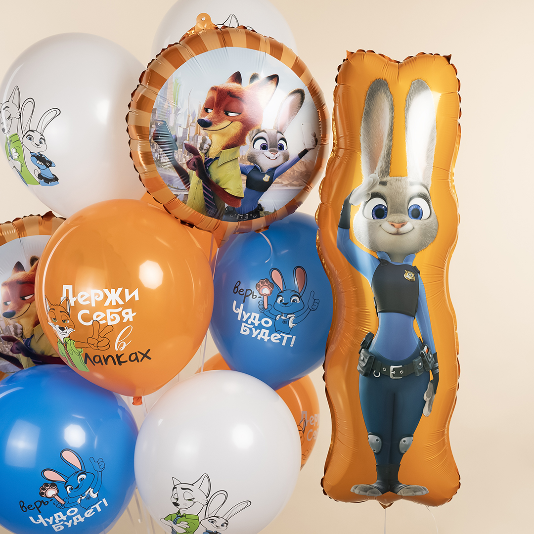 Шар (34''/86 см) Фигура, Зайка Полицейский, 1 шт.