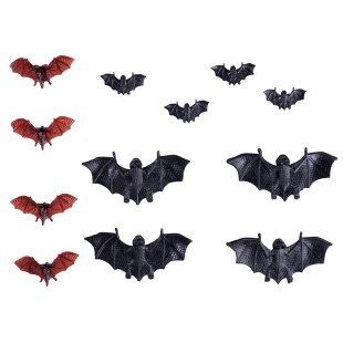 Декоративное украшение, Микс Летучие мыши, 4-9,5 см, Черный/Коричневый, 12 шт.
