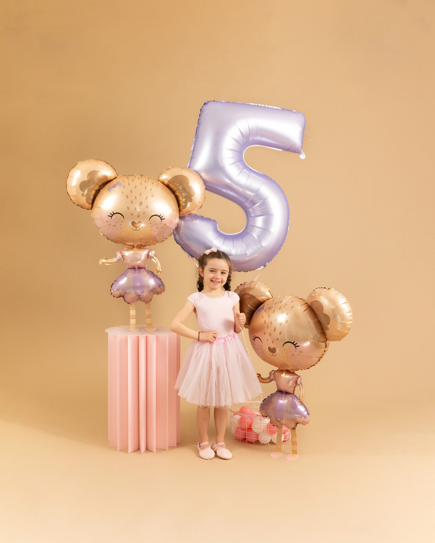 Шар (40''/102 см) Цифра, 5, Сиреневый, Сатин, 1 шт.
