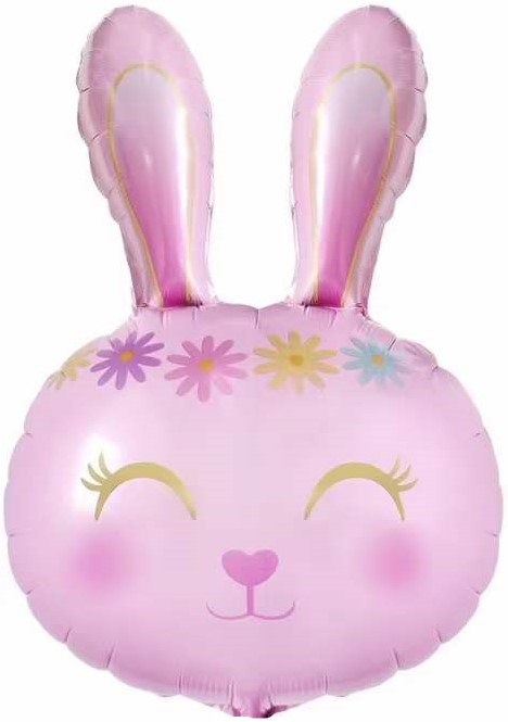 Шар (32''/81 см) Фигура, Цветочный Зайка, Розовый, 1 шт.