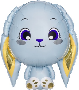 Шар (32''/81 см) Фигура, Милый зайка, Голубой, 1 шт. в уп.