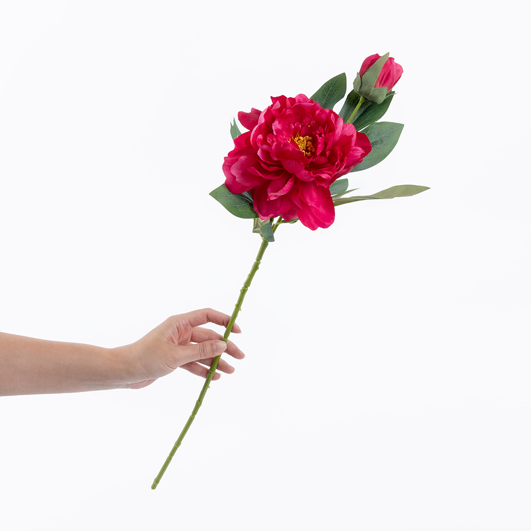 Пион, искусственный, Ярко-розовый, 60 см, 1 шт. в упак. 