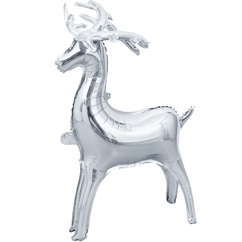 Шар 3D (64''/163 см) Фигура, Олень, Серебро, 1 шт. в уп.