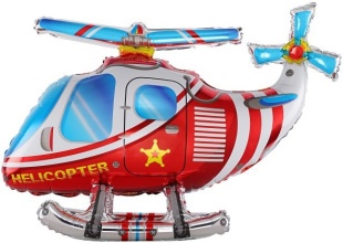 Шар (33''/84 см) Фигура 3D, Вертолет, Красный, 1 шт. в уп.