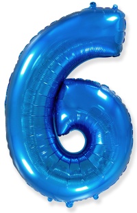 Шар (40''/102 см) Цифра, 6, Синий, 1 шт.