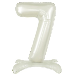Шар (32''/81 см) Цифра на подставке, 7, Белый песок, 1 шт. в уп.