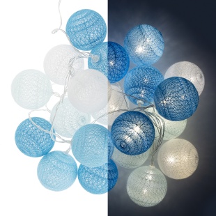 Светодиодная гирлянда Хлопковые клубочки, Сине-голубой Микс, 20 Led, IP14, 3 м. Синий/Голубой, 1 шт.