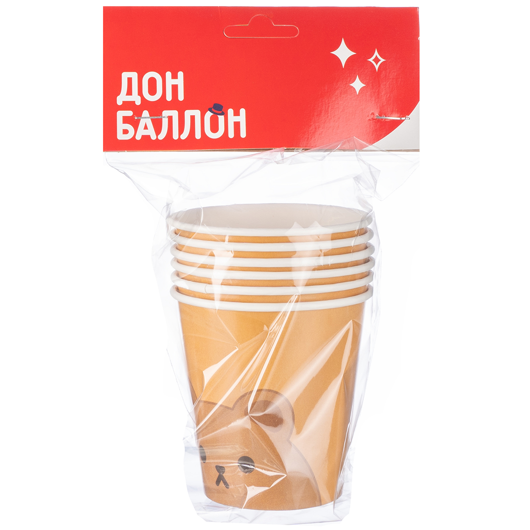 Стаканы (250 мл) Мишка, 6 шт.