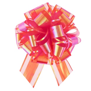 Текстильный бант Шар, Широкая полоса, Кармин, Хамелеон, 14 см, 1 шт. в упак. 