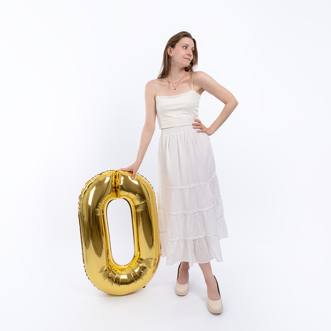 Шар (40''/102 см) Цифра, 0 Slim, Золото, 1 шт.