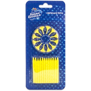 Свечи Сверкающий глиттер, Желтый, с блестками, 0,5*6 см, 24 шт. с держат.