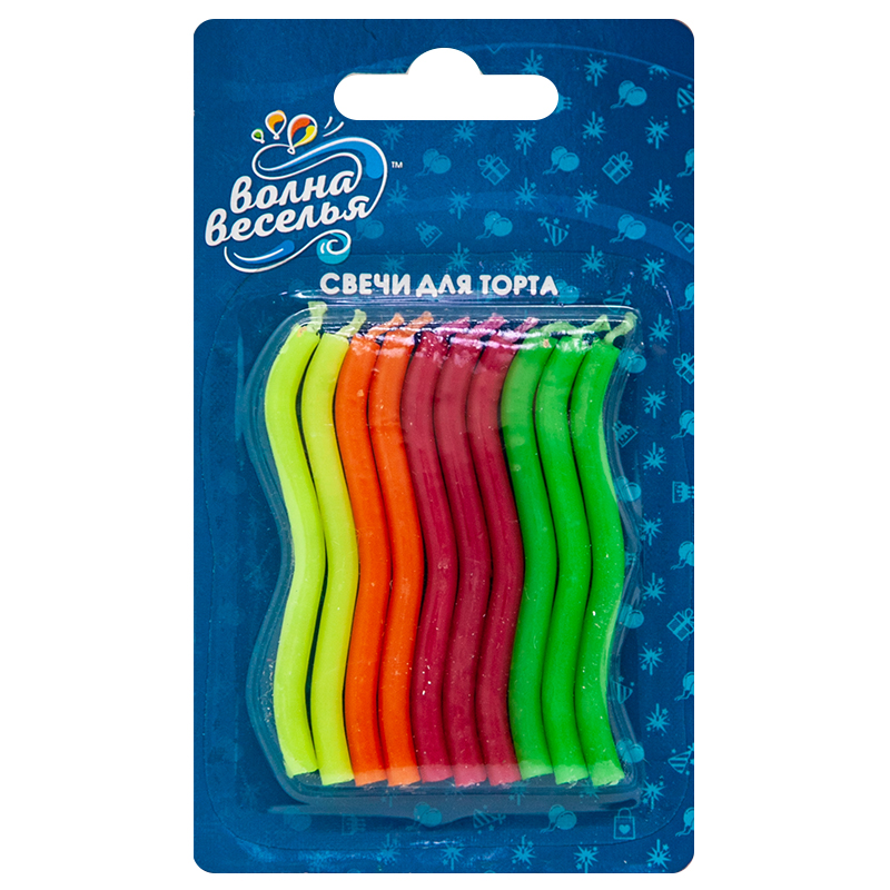 Свечи Волны, Ассорти, 6,3 см, 10 шт.