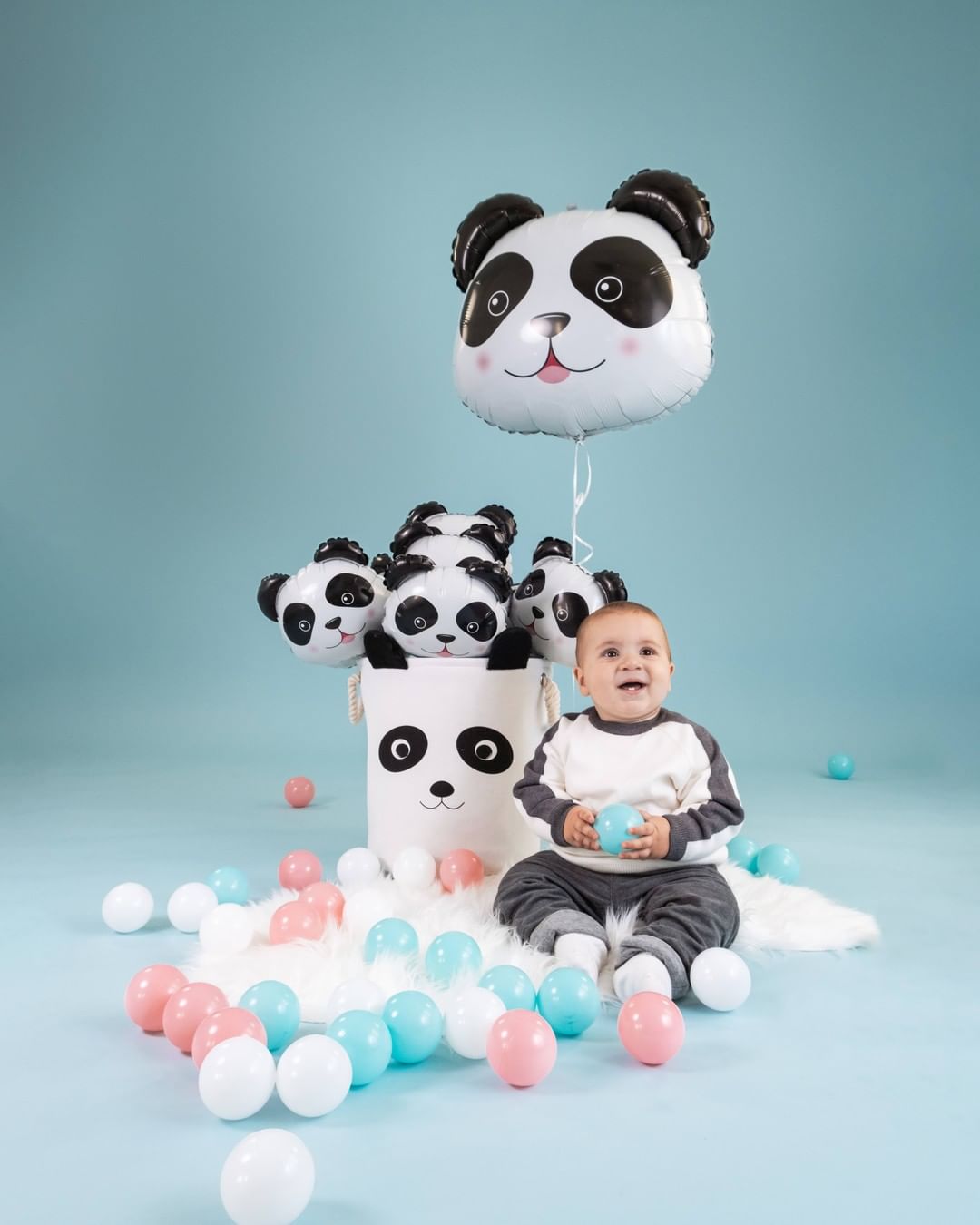 Шар (14''/36 см) Мини-фигура, Голова, Панда, 1 шт.