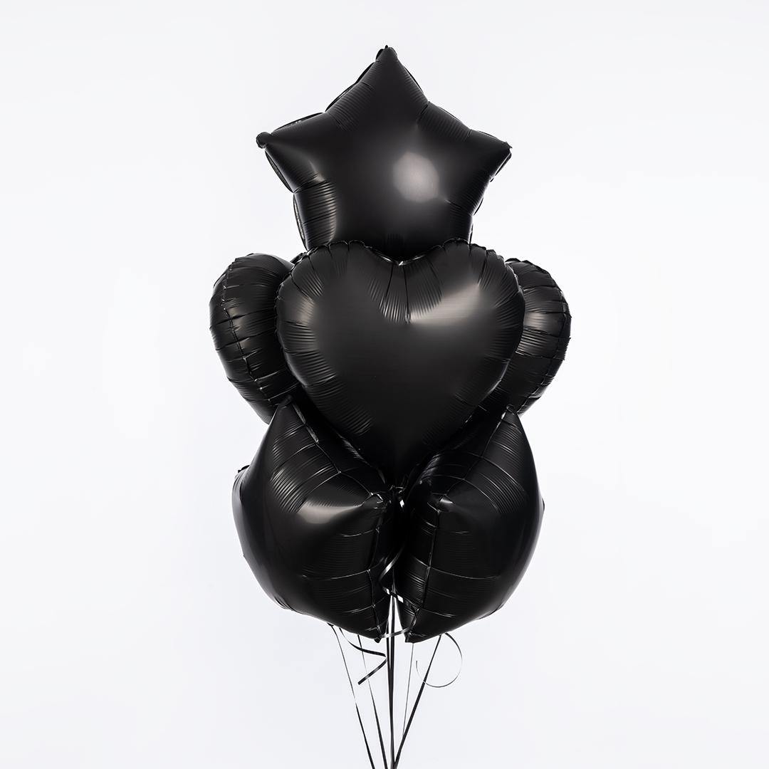 Шар (18''/46 см) Сердце, Черный, Сатин, 1 шт.