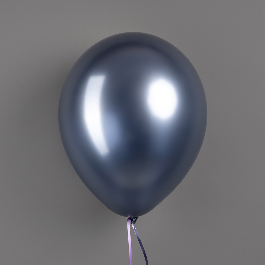 Шар (12''/30 см), Ретро, Полуночно-синий, хром, 50 шт.