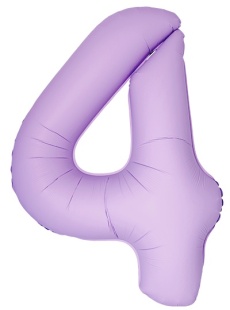 Шар (40''/102 см) Цифра, 4 Slim, Лаванда, Матовый, 1 шт. в уп.