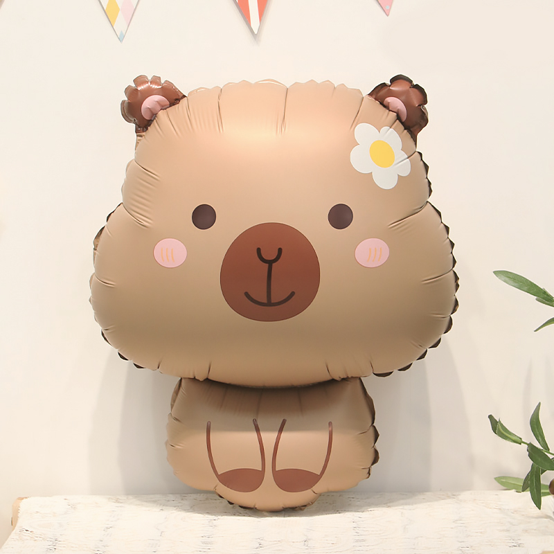 Шар (28''/71 см) Фигура, Капибара с ромашкой, Сатин, 1 шт. в уп.