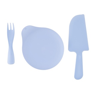 Десертный набор, Где тортик?, Тарелки, Вилки, Нож, Голубой, 11 шт. в упак. 