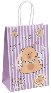 Пакет подарочный, Крафт 120гр, Капибары, Дизайн №4, 21*15*8 см, 1 шт.