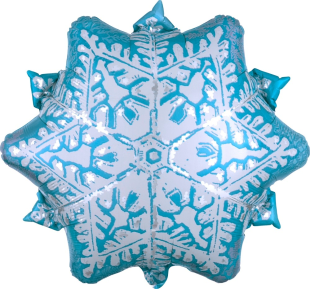 Шар с клапаном (14''/36 см) Мини-фигура, Снежинка, Голубой, 5 шт. в уп.
