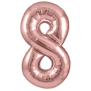 Шар (40''/102 см) Цифра, 8, Розовое Золото, Металлик, 1 шт. в уп.