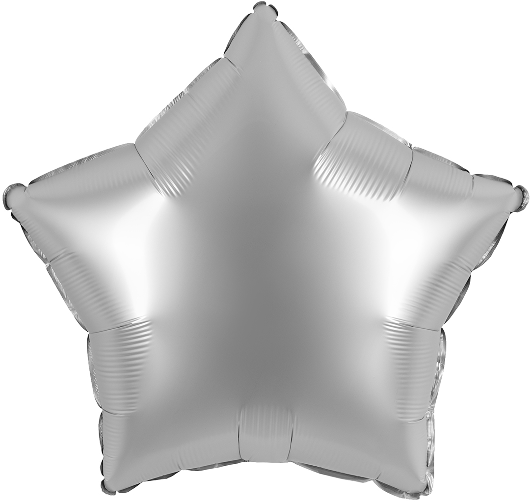 Шар (18''/46 см) Звезда, Серебро, Сатин, 1 шт.