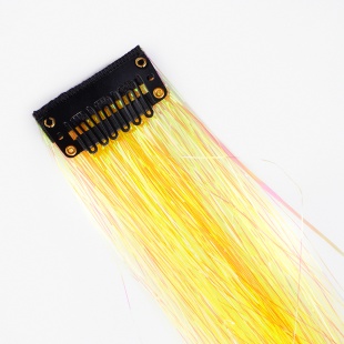 Цветная прядь для волос, Дождик, на заколке, 11 гр., Желтый, Хамелеон, 50*3,2 см, 1 шт. 