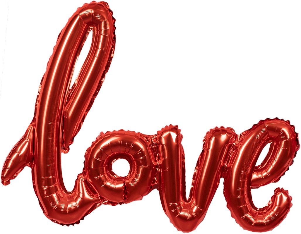 Шар (41''/104 см) Фигура, Надпись "Love", Красный, 1 шт.