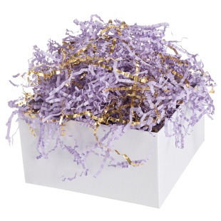 Наполнитель для коробок, Праздничный Дуэт, бумага, ПП, Сиреневый/Золото, Металлик, 50 г.