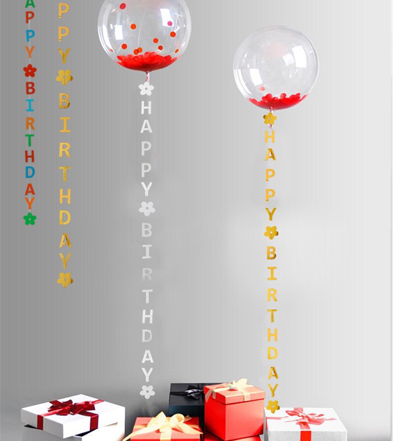 Гирлянда-подвеска Happy Birthday, Золото, Металлик, 120 см, 1 упак.