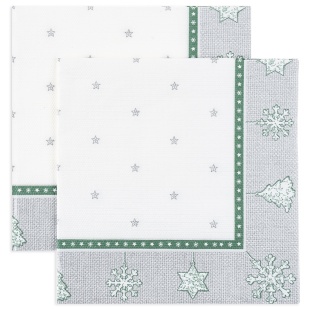 Сервировочные салфетки, Новогодний гобелен, Серебро, 33*33 см, 20 шт.