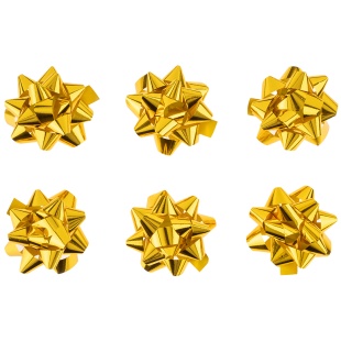 Бант Звезда, Золото, Металлик, 7,6 см, 6 шт. в упак. 