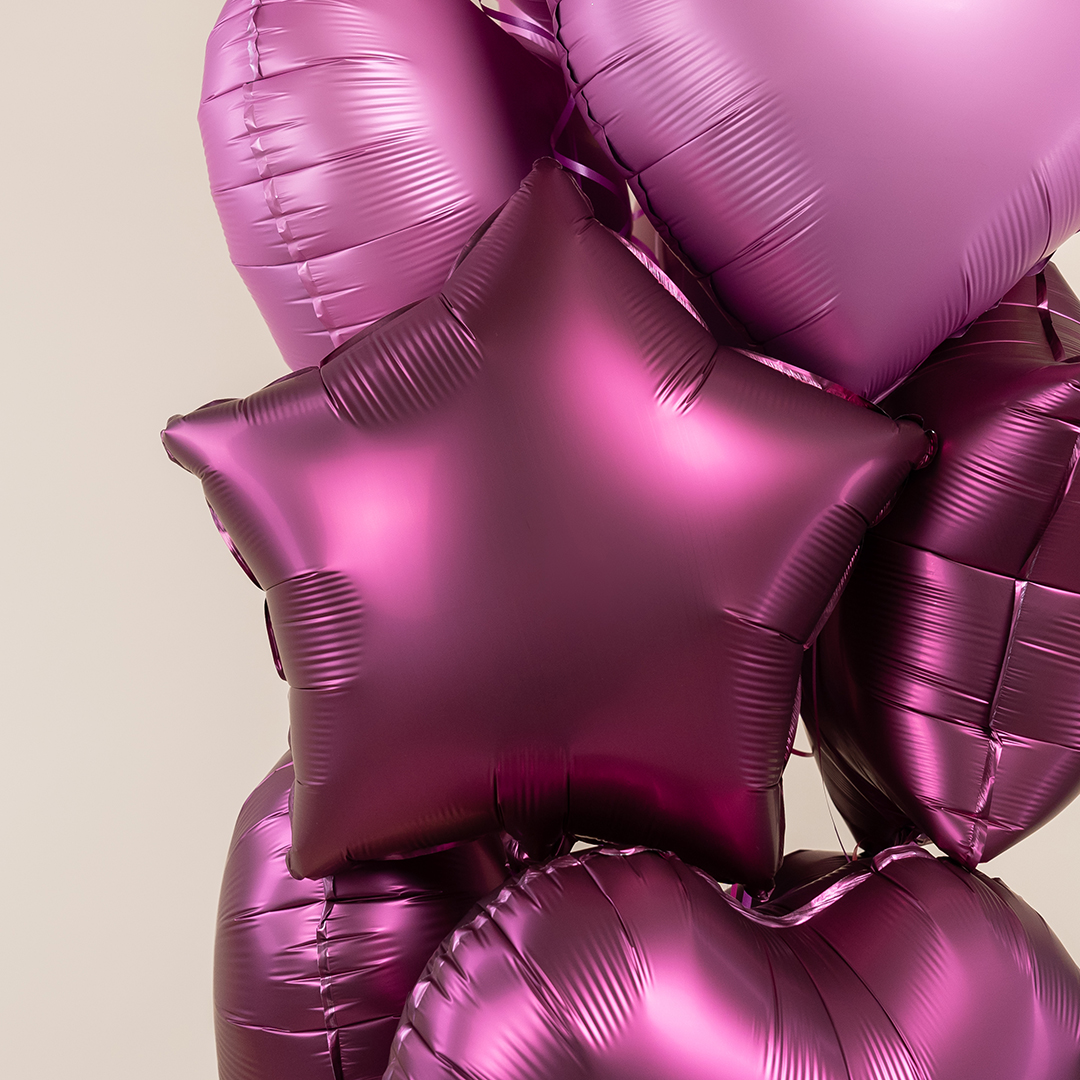 Шар (18''/46 см) Звезда, Бургундия, Сатин, 1 шт.