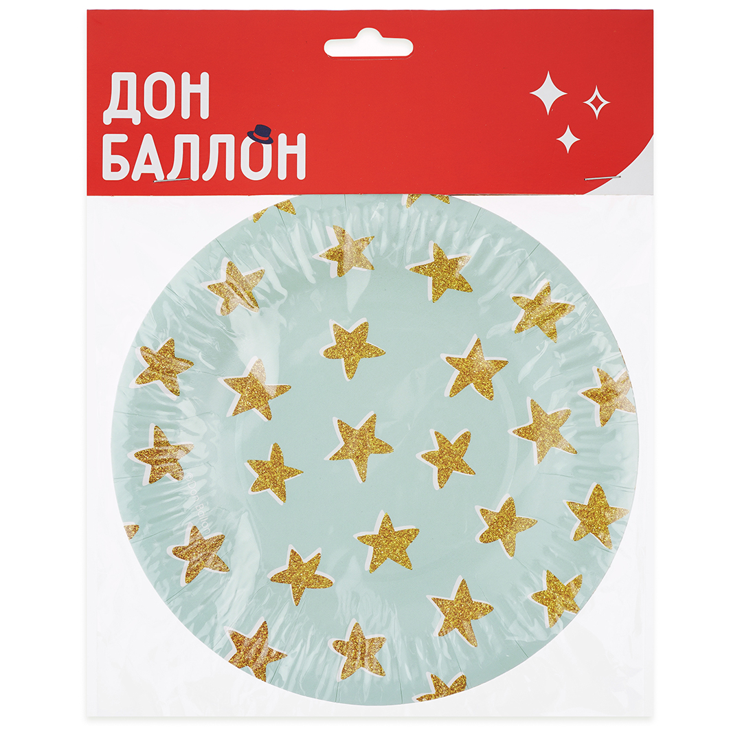 Тарелки (7''/18 см) Звездочки, Голубой, 6 шт.