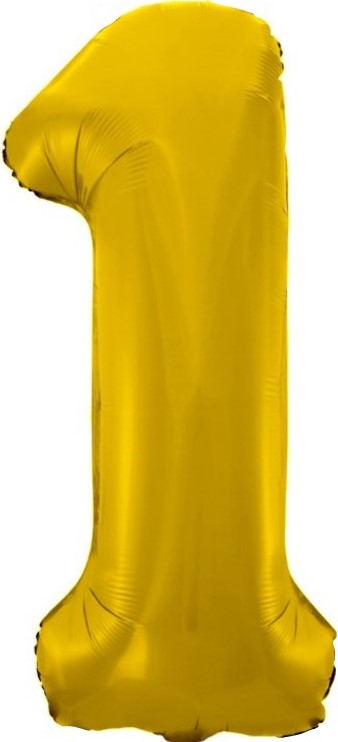 Шар (34''/86 см) Цифра, 1, Золото, 1 шт. в уп.
