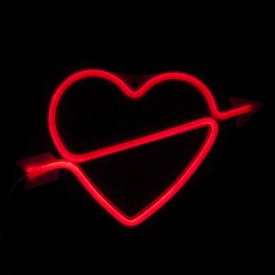 Световая фигура Сердце, со стрелой, 18*28 см. Красный, 1 шт.