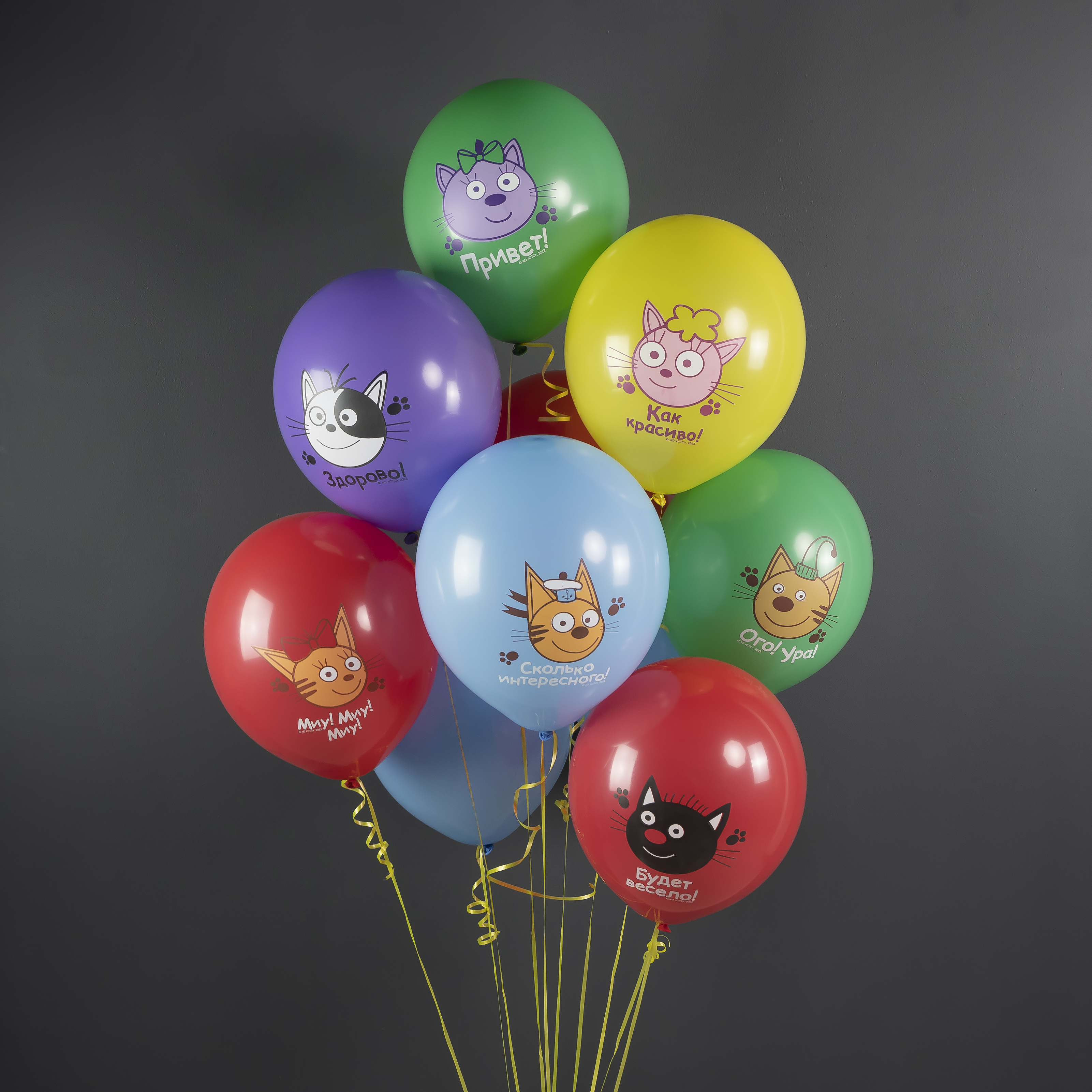 Шар (12''/30 см) Три Кота, Играем вместе, Ассорти, пастель, 1 ст, 25 шт.