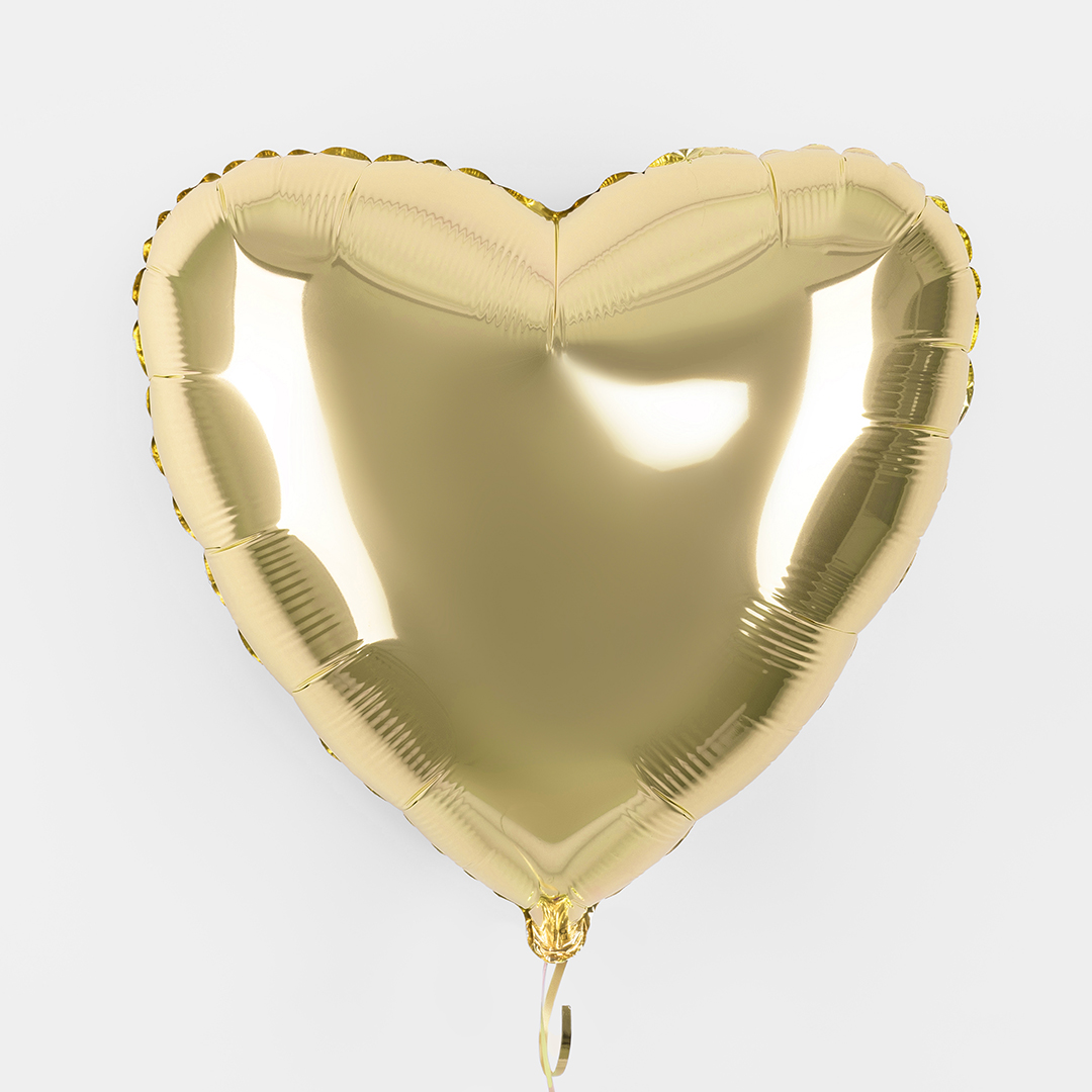 Шар (18''/46 см) Сердце, Светлое золото, 1 шт.