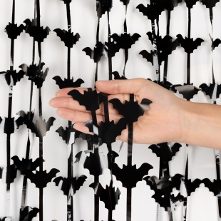 Занавес Летучие мыши, Черный, Металлик, 100*200 см, 1 шт.