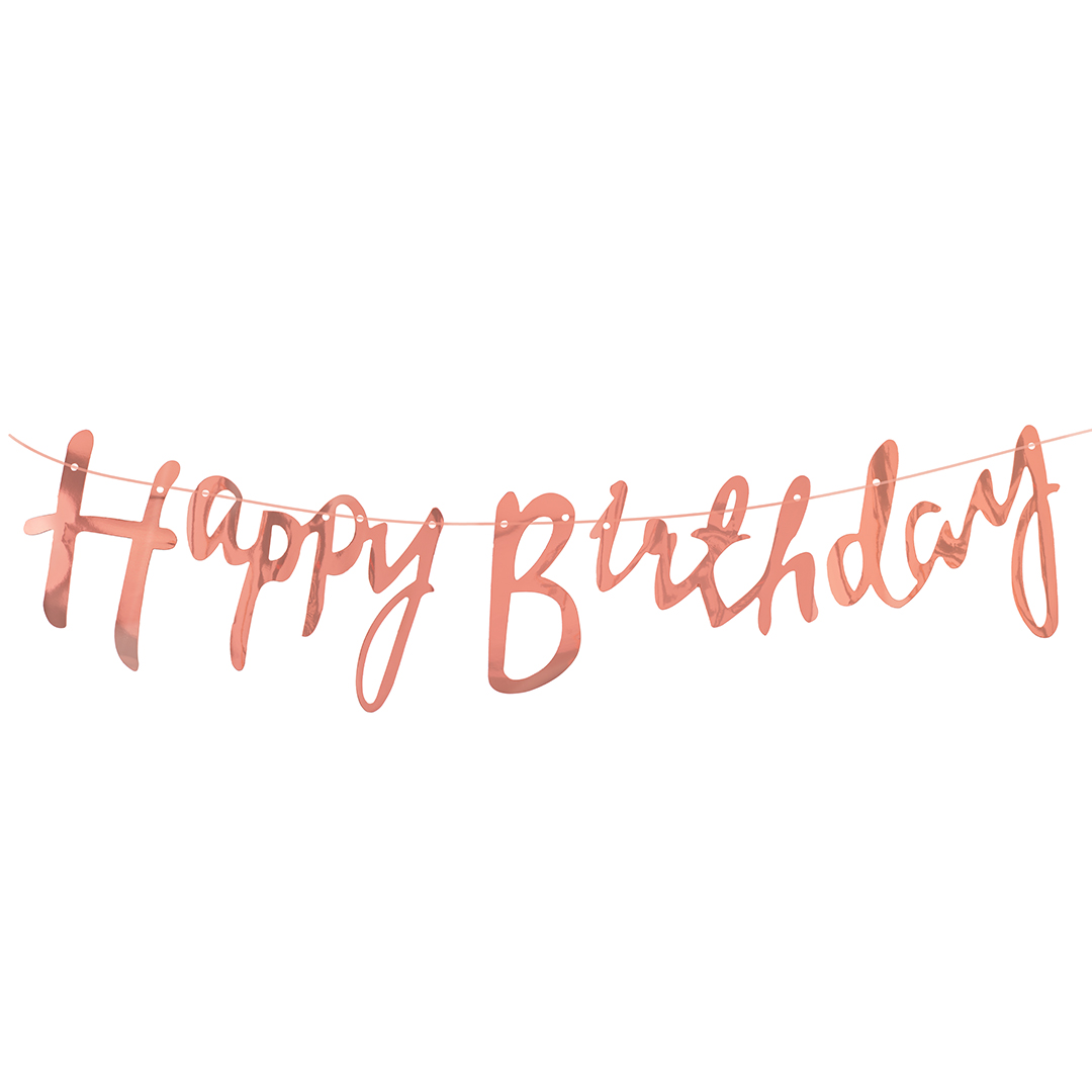 Гирлянда Happy Birthday (курсив), Розовое Золото, Металлик, 500 см, 1 упак.