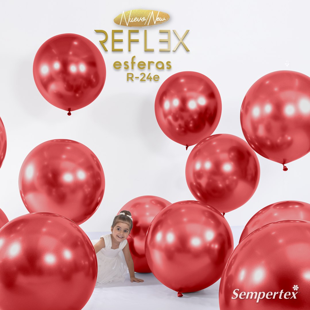 Шар (24''/61 см) Reflex, Зеркальный блеск, Красный (915), хром, 3 шт.