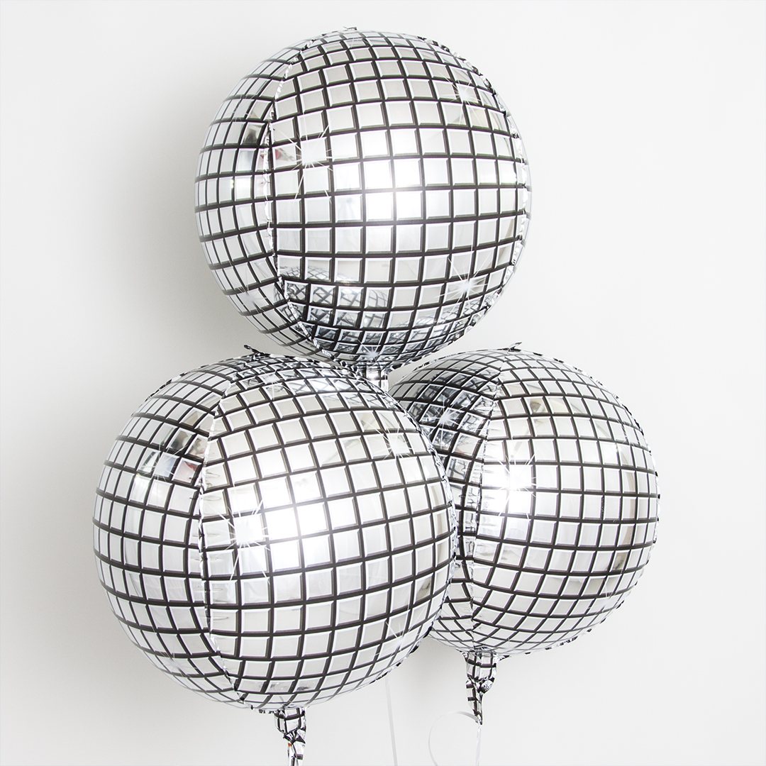 Шар 3D (22''/56 см) Сфера, Диско, Серебро, 1 шт.