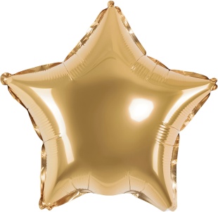 Шар с клапаном (10''/25 см) Мини-звезда, Золото, Сатин, 1 шт.
