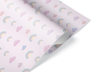 Упаковочная бумага 80гр (0,7*1 м) Облачка и радуга, Розовый, 10 шт.