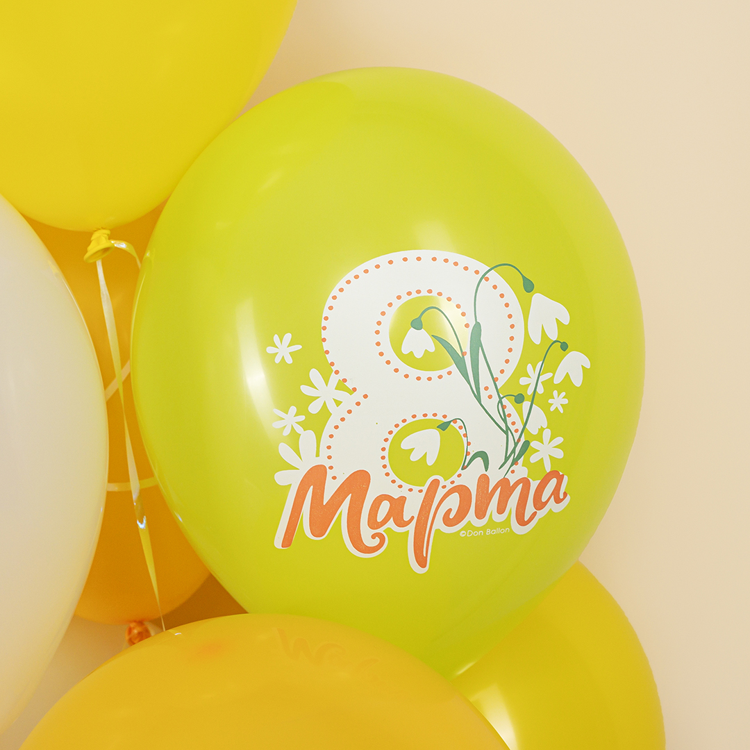 Шар (12''/30 см) 8 Марта, Весенние цветы, Ассорти, пастель, 1 ст, 25 шт.